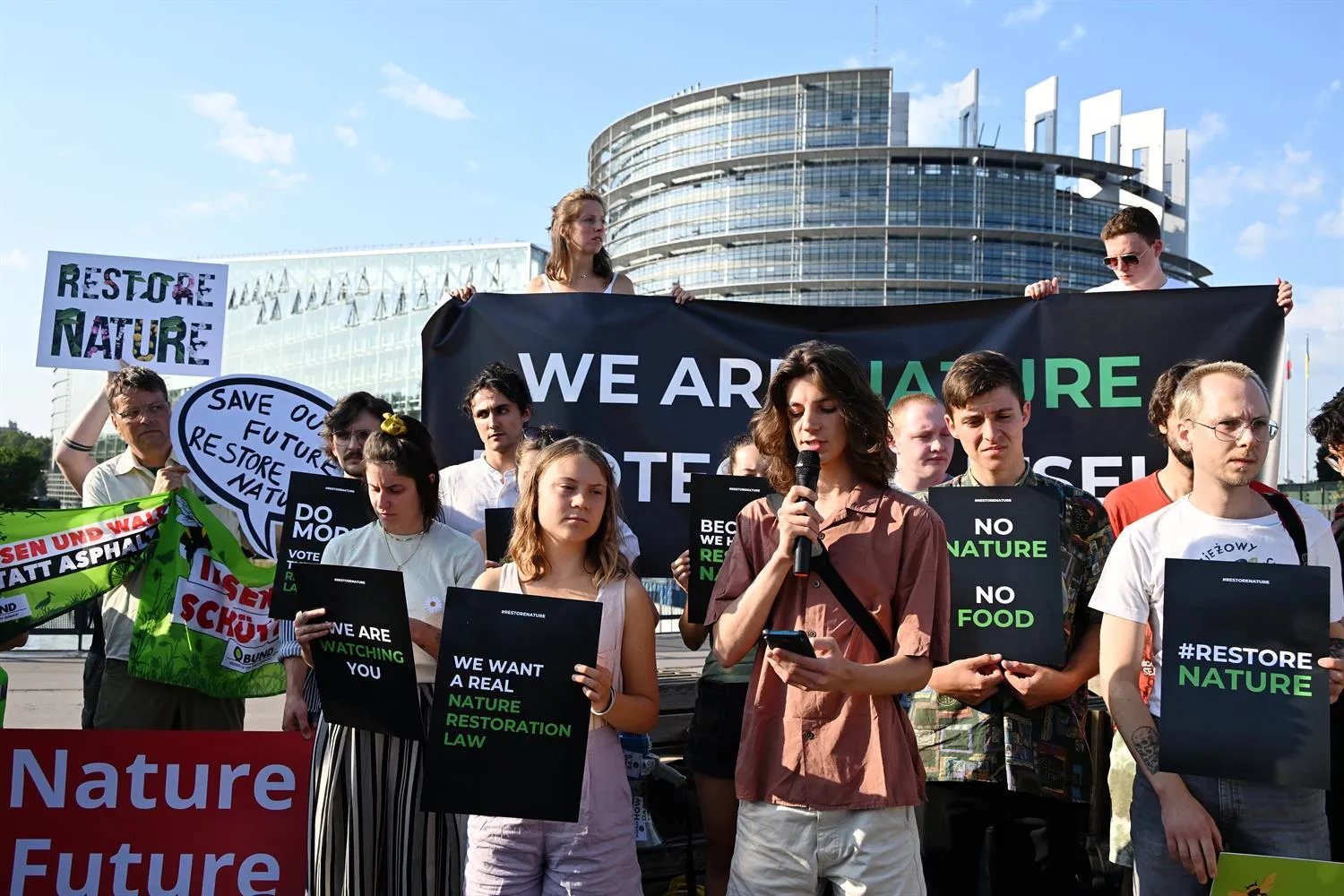 Greta Thunberg a una manifestazione per la NRL
